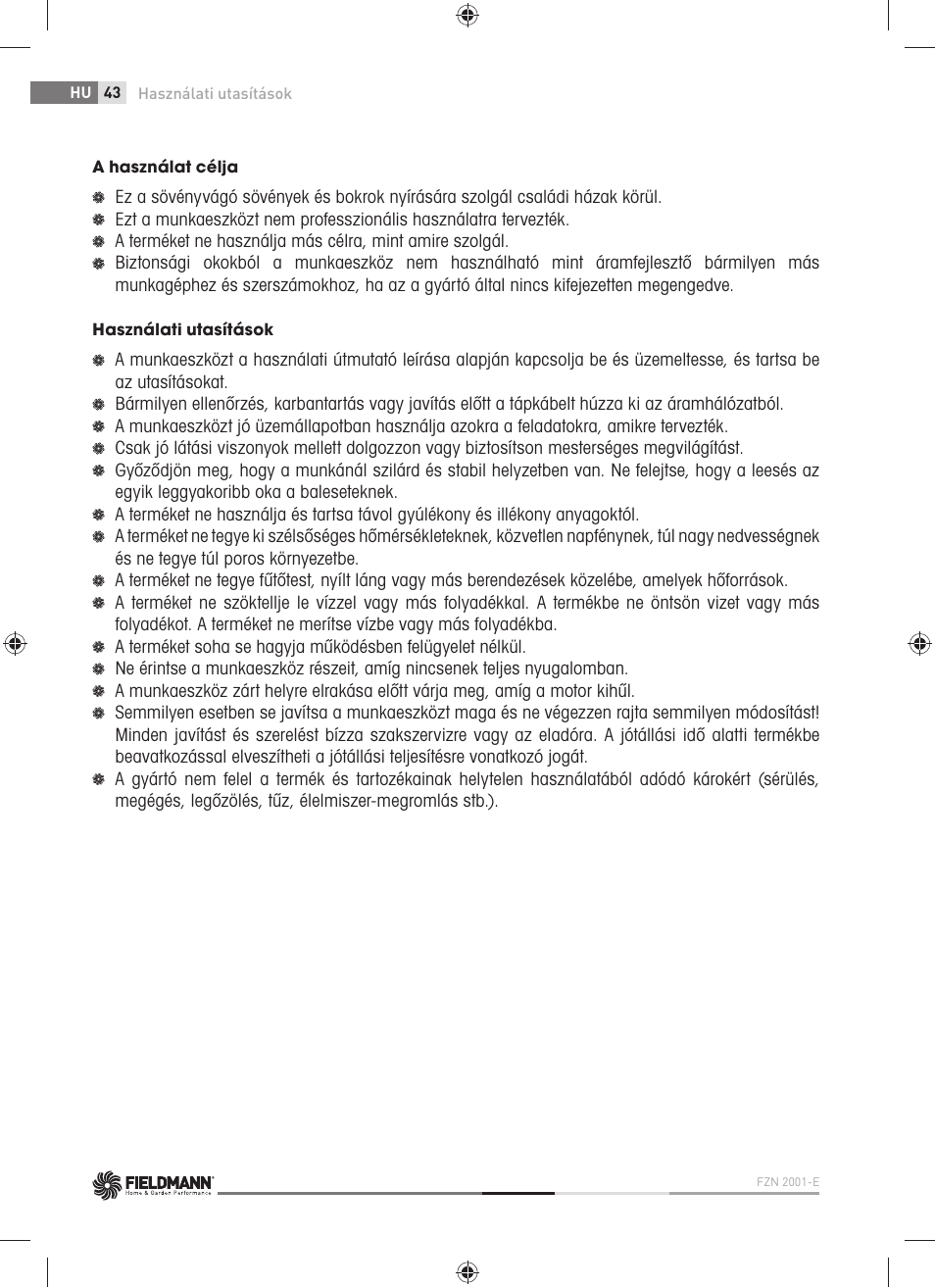 Fieldmann FZN 2001-E User Manual | Page 44 / 92
