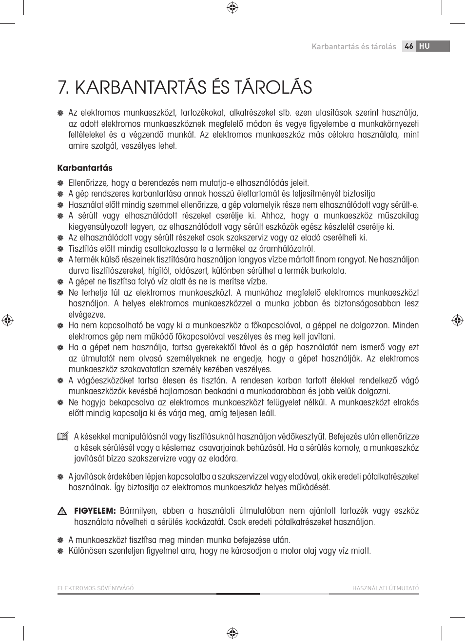 Karbantartás és tárolás | Fieldmann FZN 2001-E User Manual | Page 47 / 92
