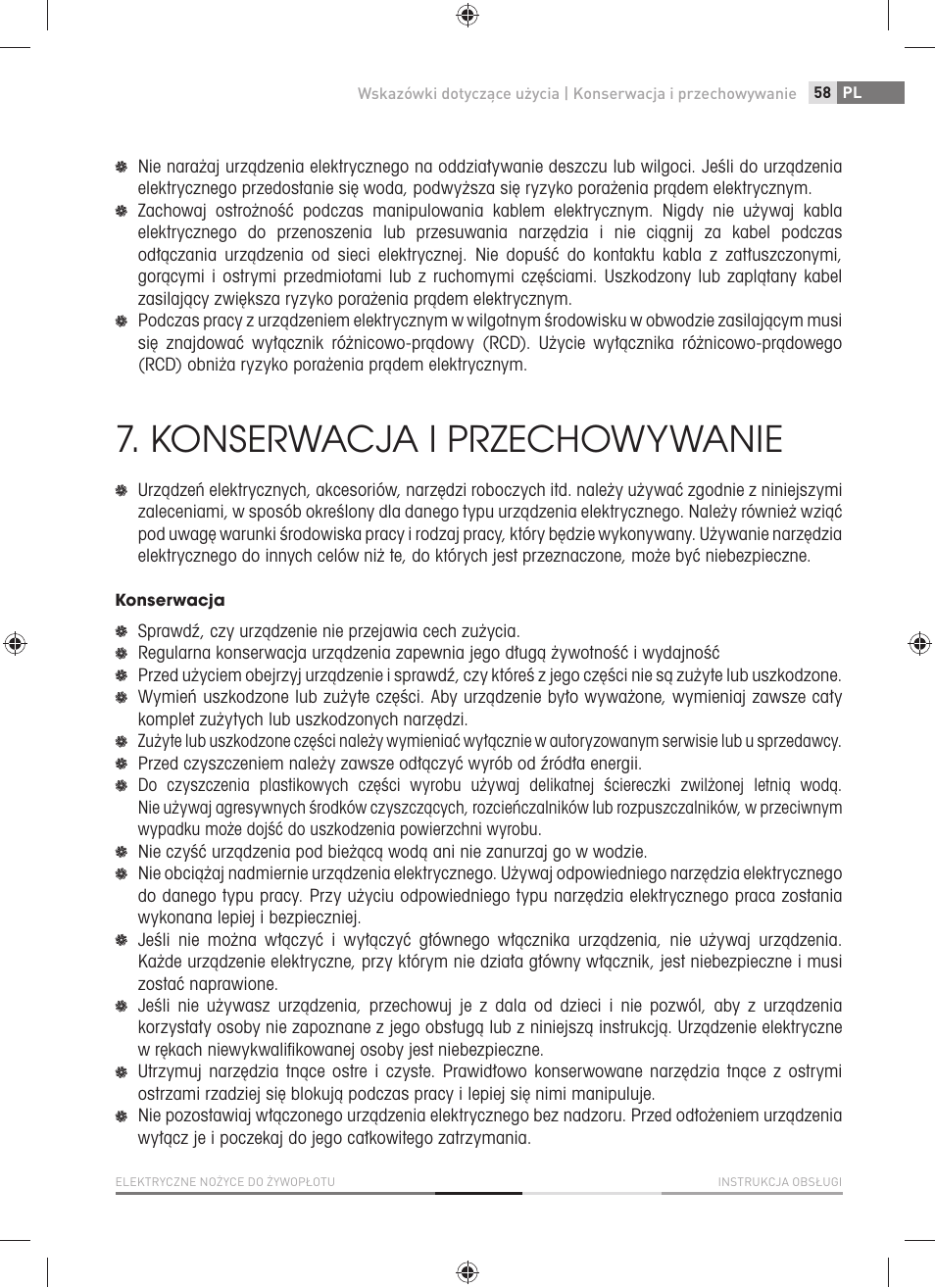 Konserwacja i przechowywanie | Fieldmann FZN 2001-E User Manual | Page 59 / 92