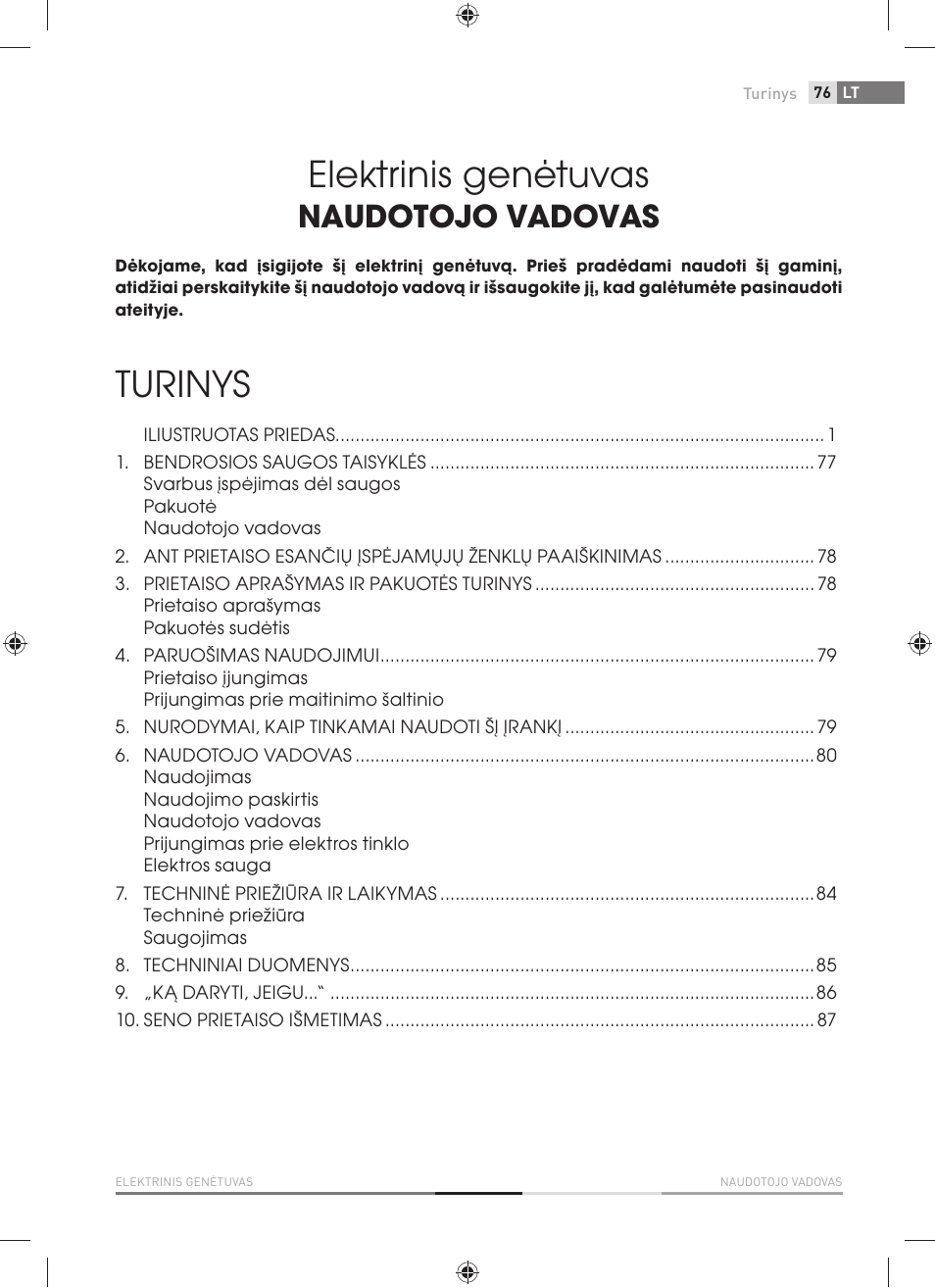 Elektrinis genėtuvas, Turinys, Naudotojo vadovas | Fieldmann FZN 2001-E User Manual | Page 77 / 92
