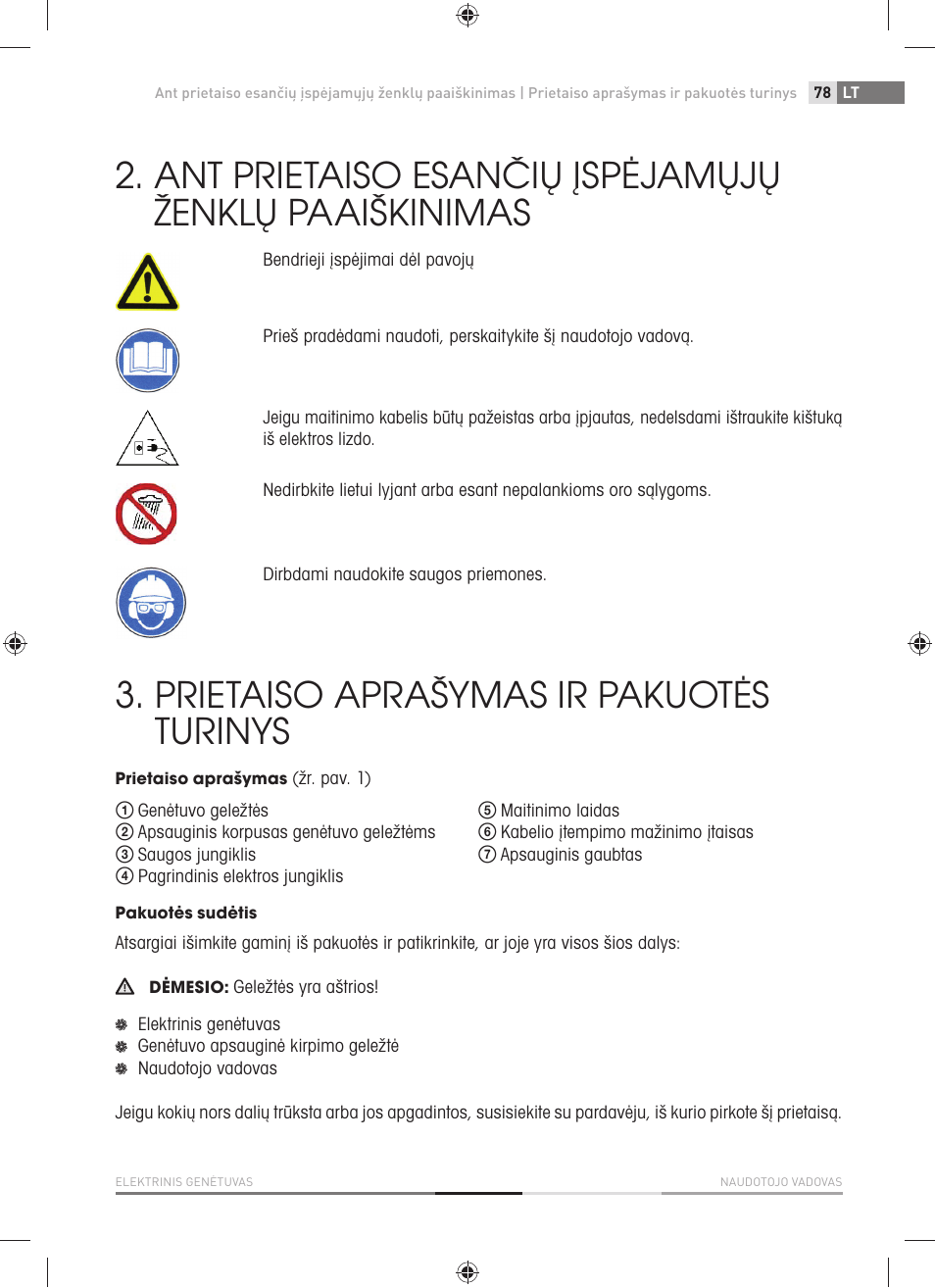 Prietaiso aprašymas ir pakuotės turinys | Fieldmann FZN 2001-E User Manual | Page 79 / 92