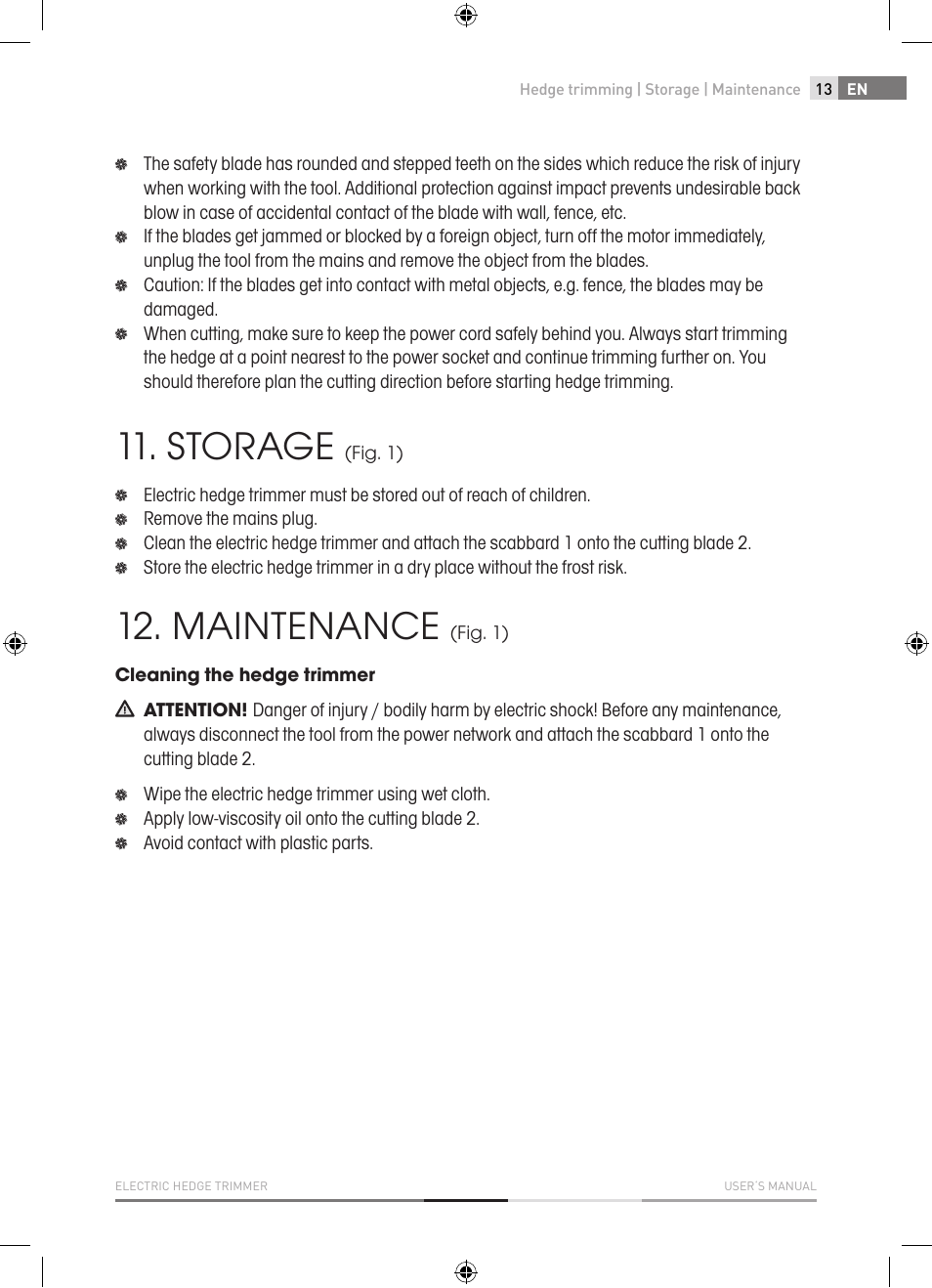 Storage, Maintenance | Fieldmann FZN 2000-E User Manual | Page 13 / 76