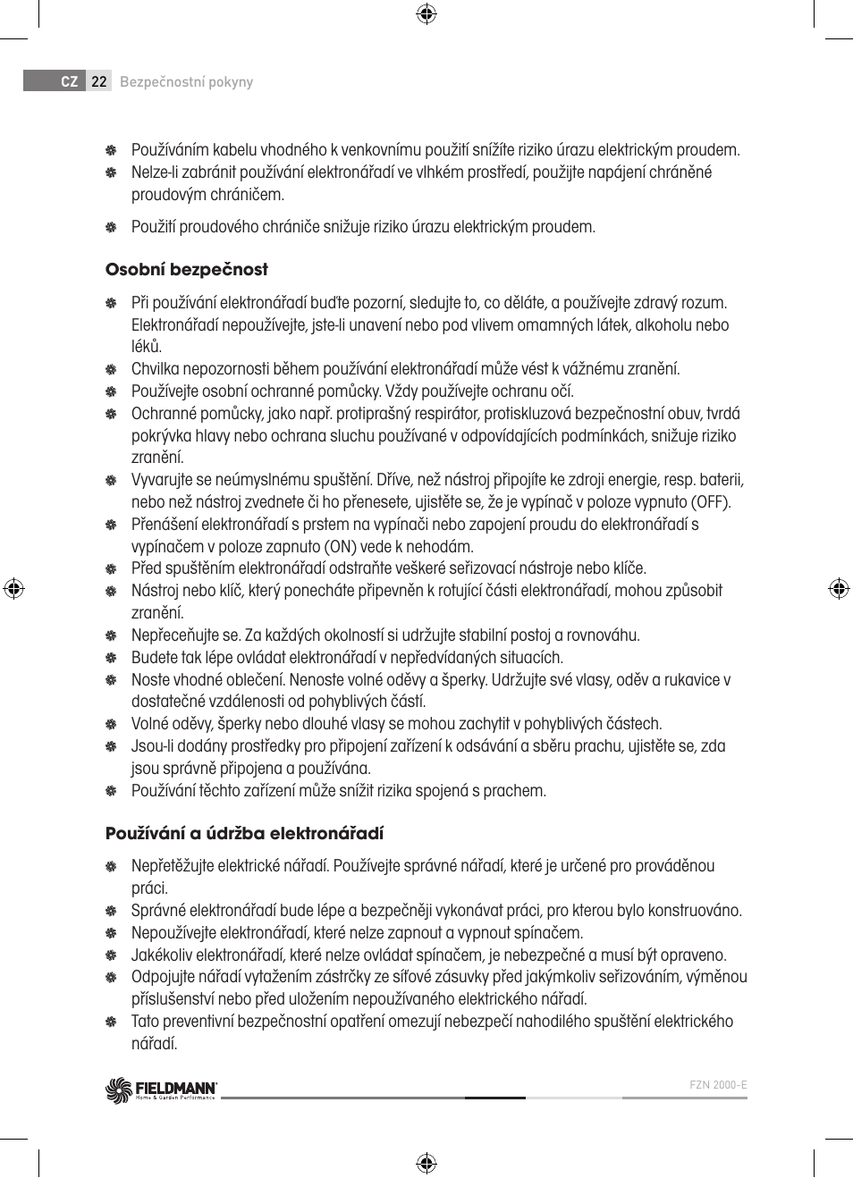Fieldmann FZN 2000-E User Manual | Page 22 / 76