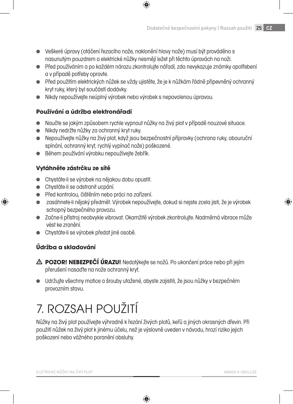 Rozsah použití | Fieldmann FZN 2000-E User Manual | Page 25 / 76