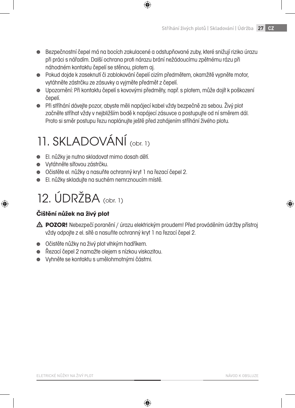 Skladování, Údržba | Fieldmann FZN 2000-E User Manual | Page 27 / 76