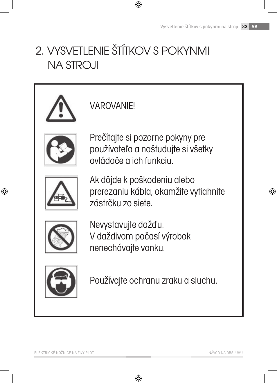 Vysvetlenie štítkov s pokynmi na stroji | Fieldmann FZN 2000-E User Manual | Page 33 / 76