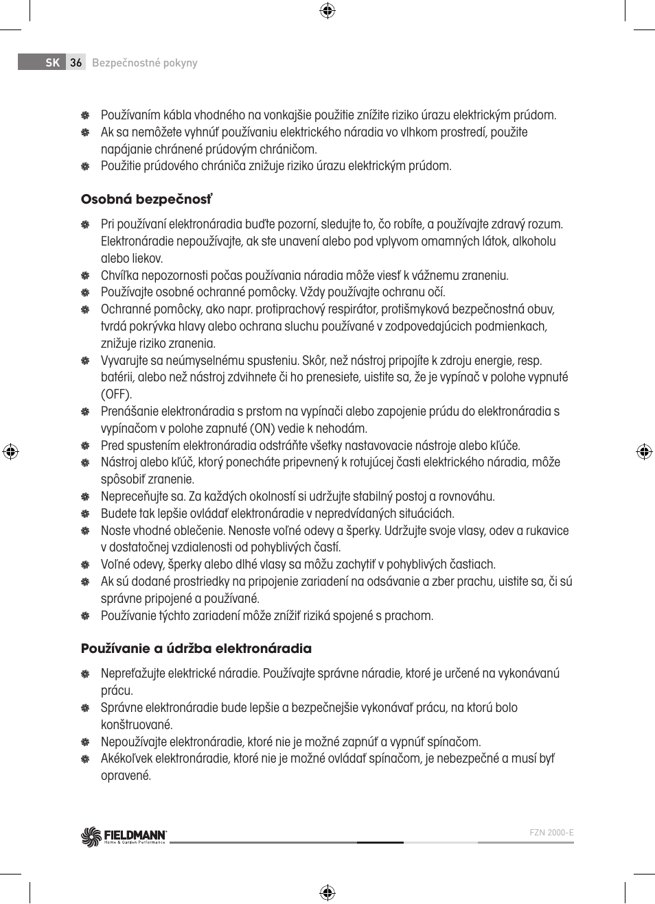 Fieldmann FZN 2000-E User Manual | Page 36 / 76