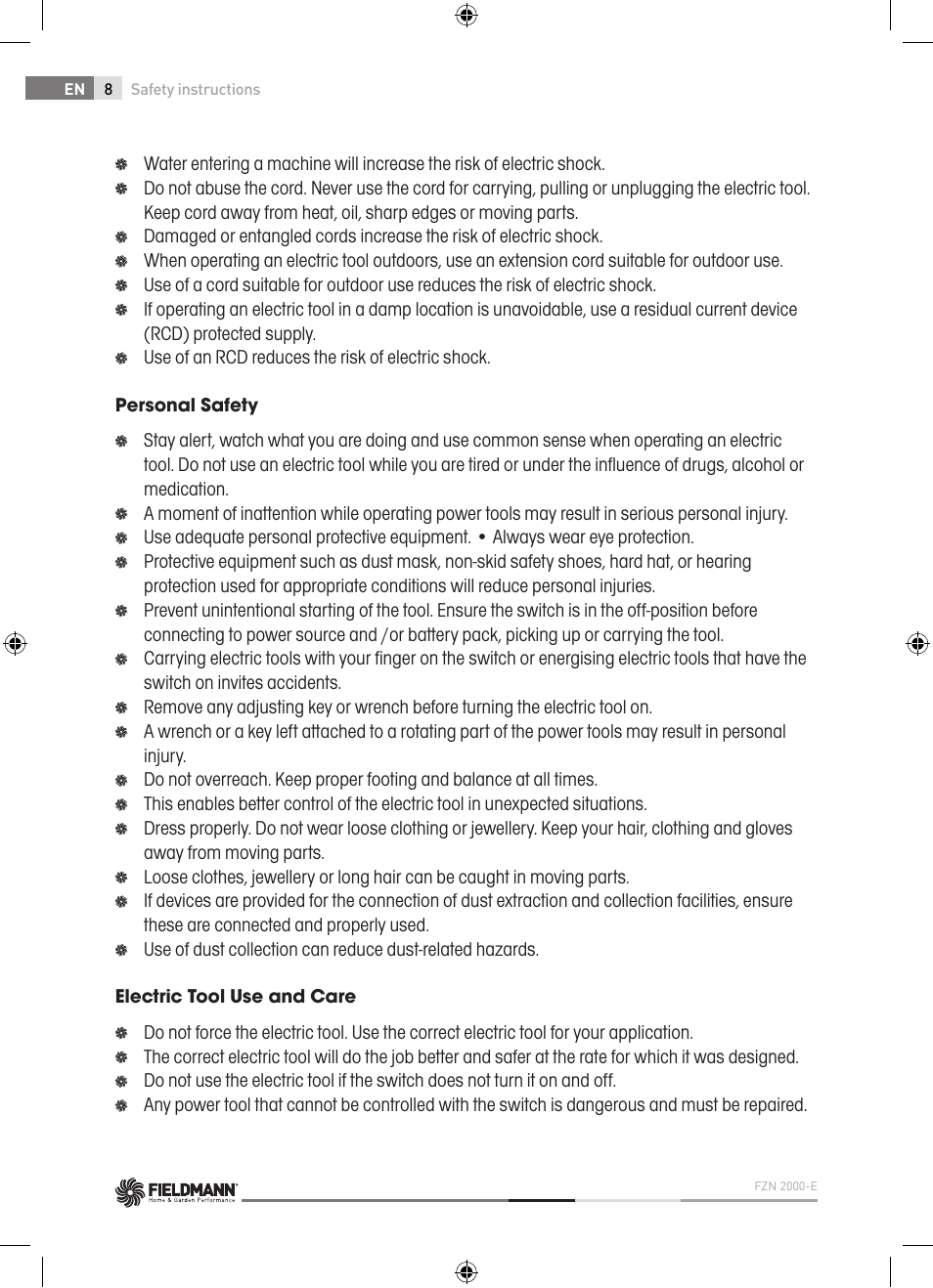 Fieldmann FZN 2000-E User Manual | Page 8 / 76