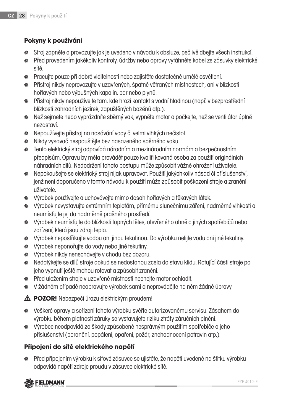 Fieldmann FZF 4010-E User Manual | Page 28 / 80
