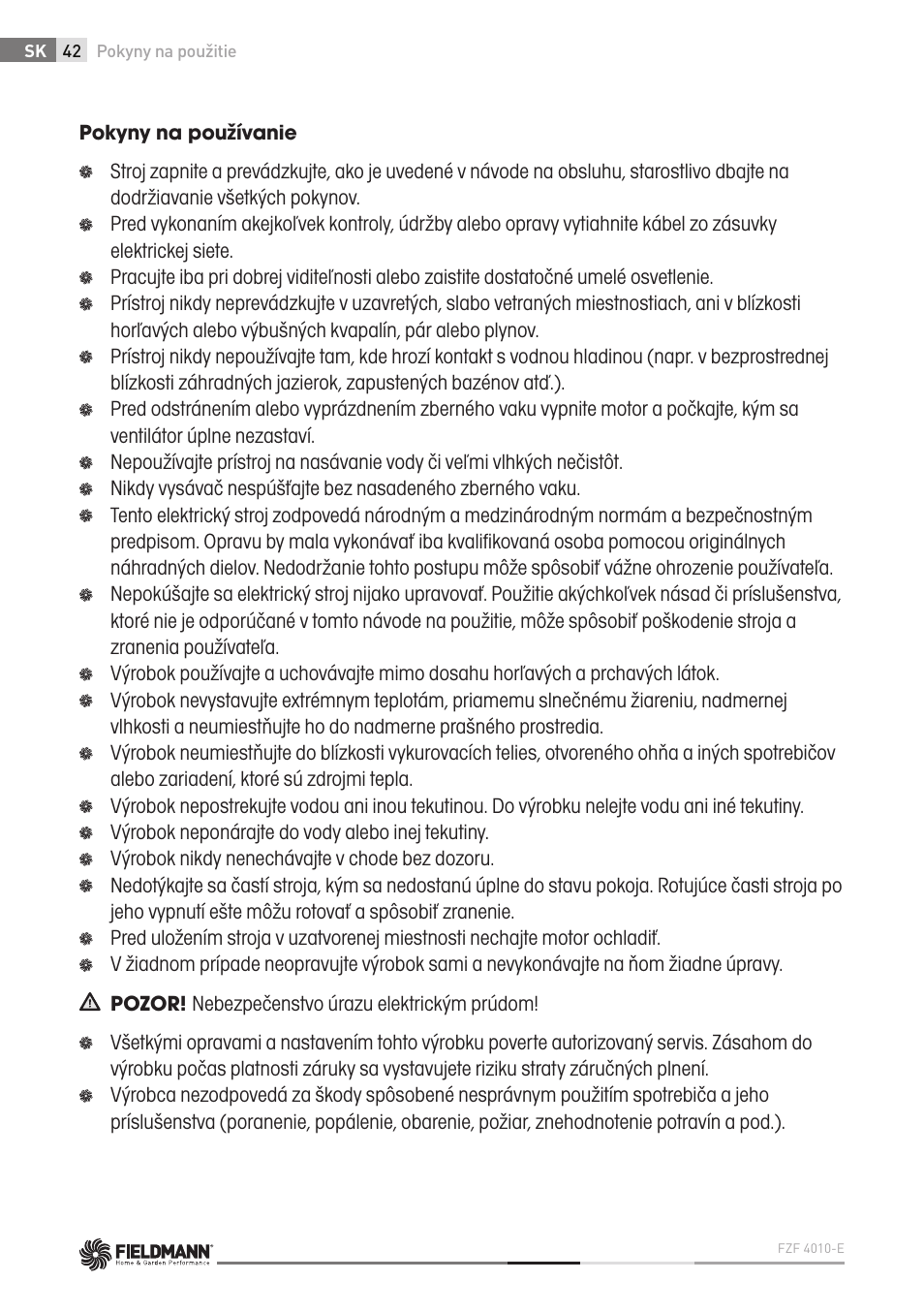 Fieldmann FZF 4010-E User Manual | Page 42 / 80