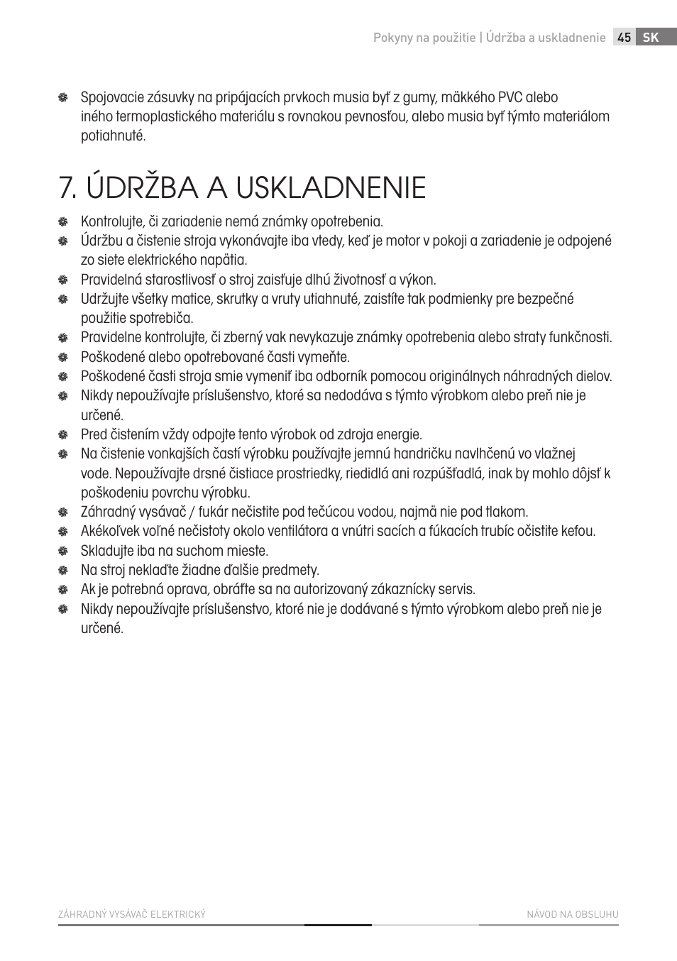 Údržba a uskladnenie | Fieldmann FZF 4010-E User Manual | Page 45 / 80
