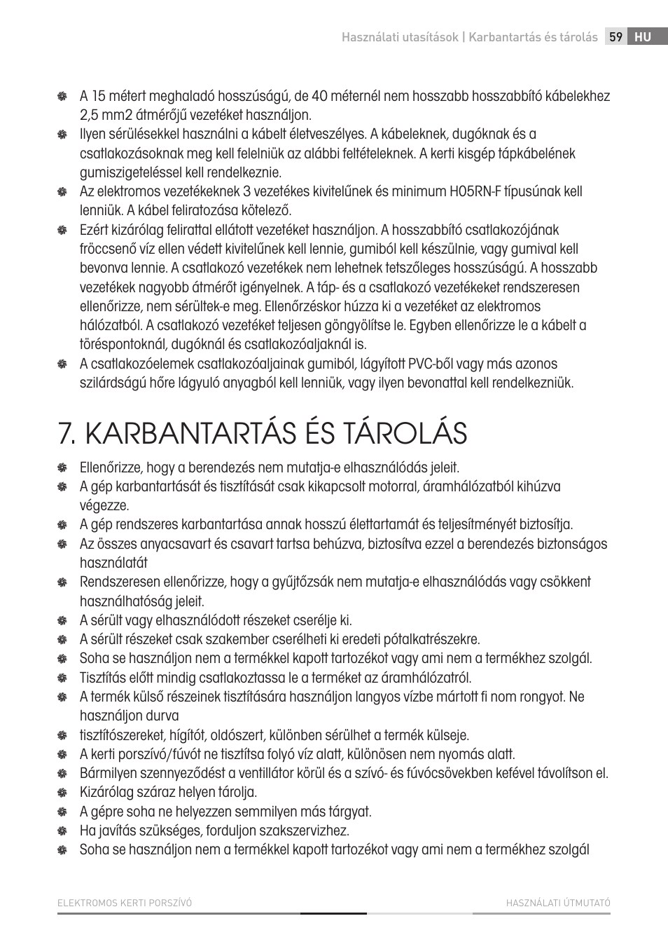 Karbantartás és tárolás | Fieldmann FZF 4010-E User Manual | Page 59 / 80