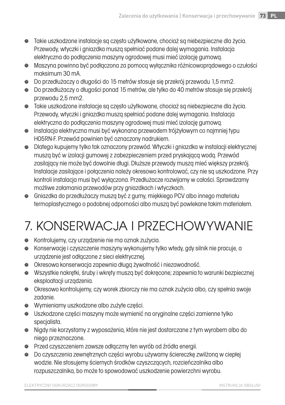 Konserwacja i przechowywanie | Fieldmann FZF 4010-E User Manual | Page 73 / 80