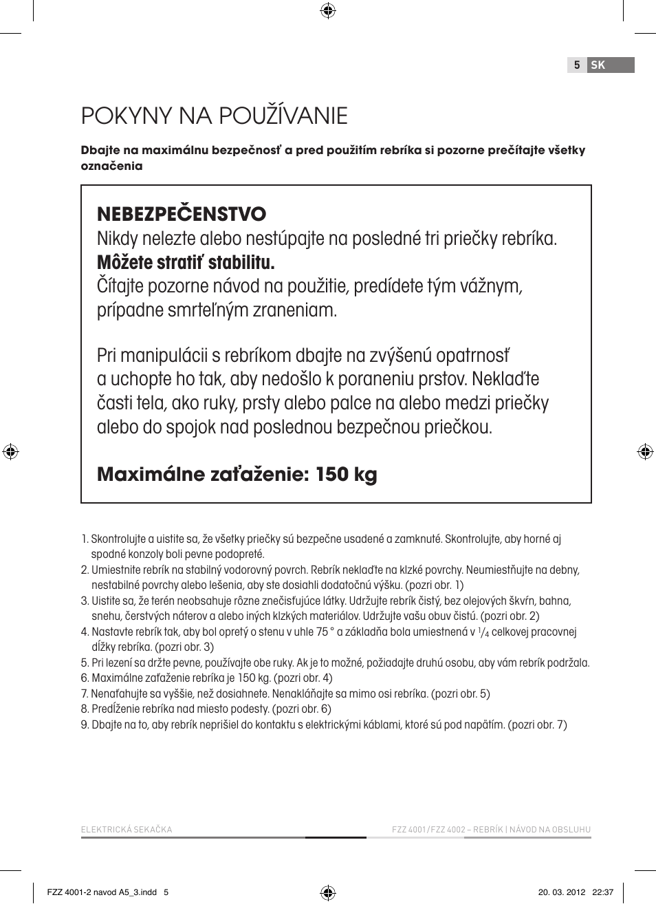 Pokyny na používanie | Fieldmann FZZ 4002 User Manual | Page 5 / 12