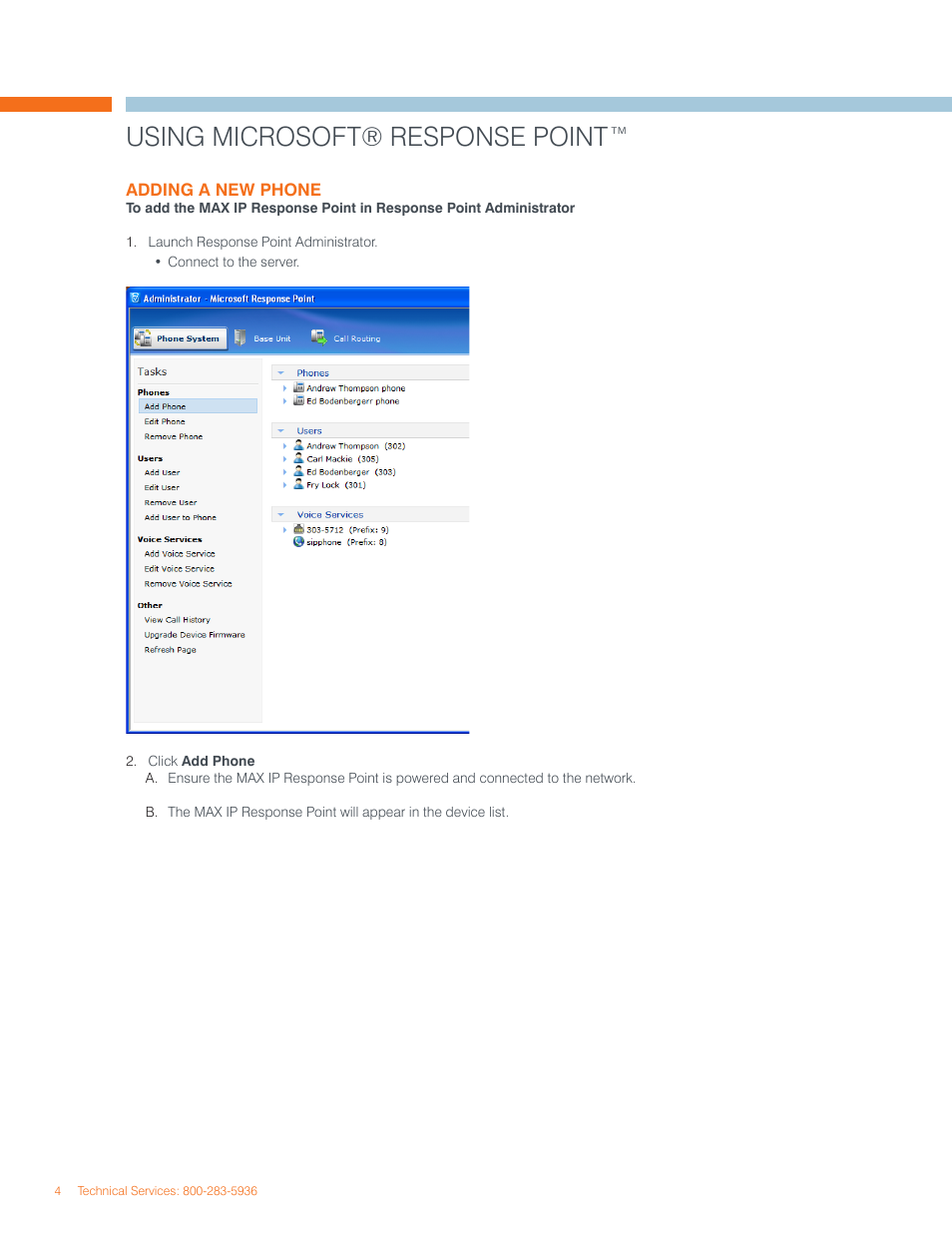 Using microsoft® response point | ClearOne MAX IP Response Point User Manual | Page 8 / 12