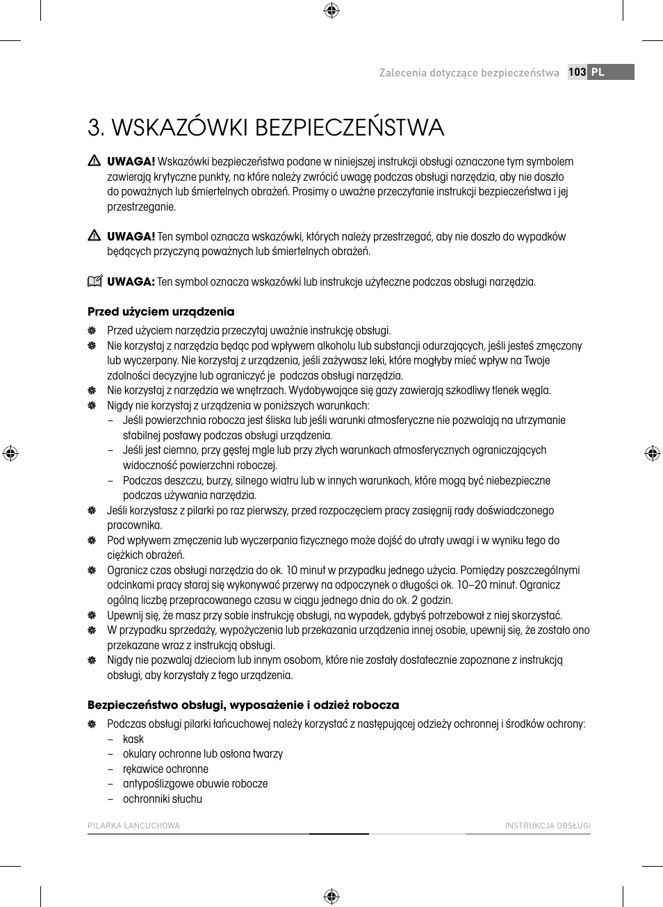 Wskazówki bezpieczeństwa | Fieldmann FZP 4516-B User Manual | Page 103 / 156