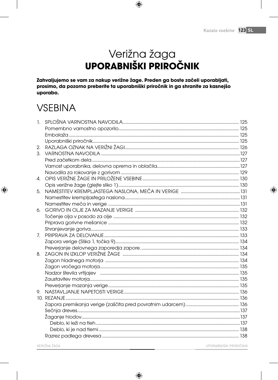 Verižna žaga, Vsebina, Uporabniški priročnik | Fieldmann FZP 4516-B User Manual | Page 123 / 156