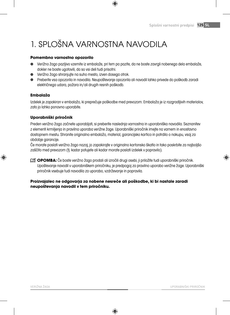 Splošna varnostna navodila | Fieldmann FZP 4516-B User Manual | Page 125 / 156