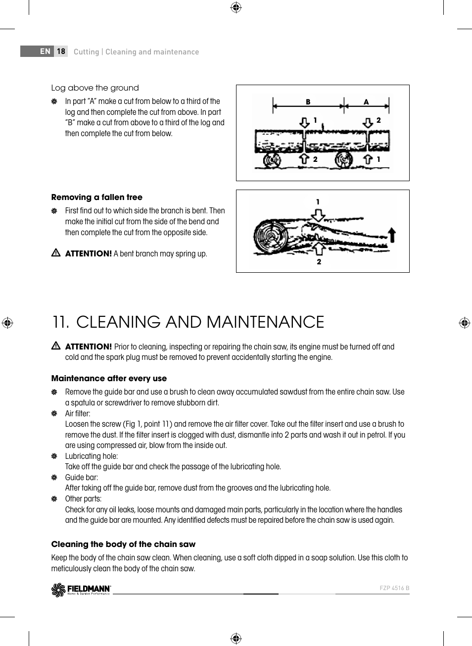 Cleaning and maintenance | Fieldmann FZP 4516-B User Manual | Page 18 / 156