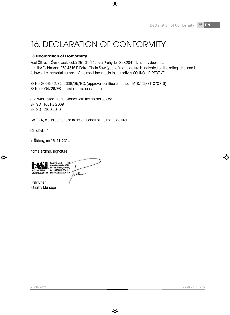 Declaration of conformity | Fieldmann FZP 4516-B User Manual | Page 25 / 156