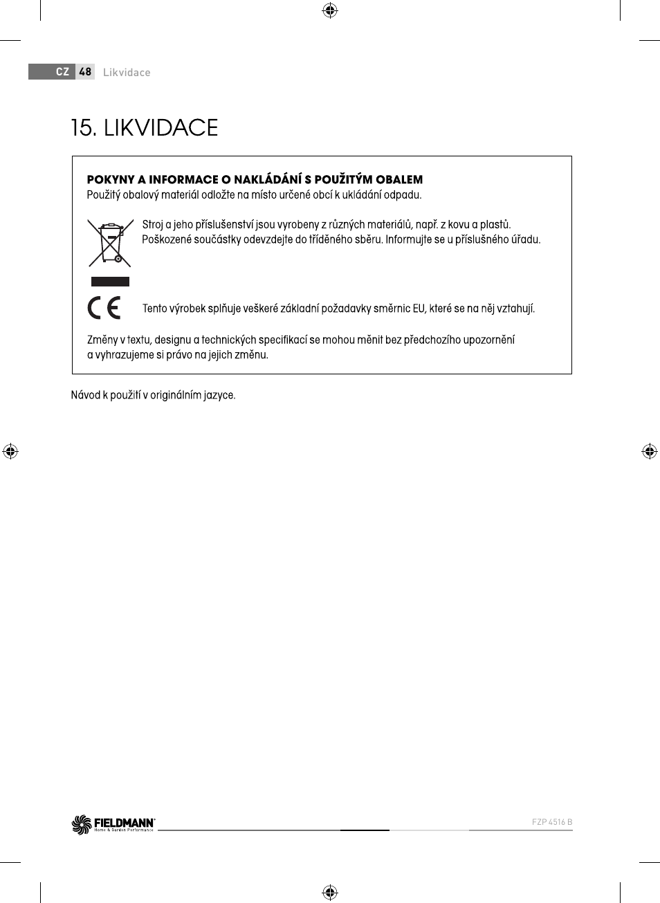 Fieldmann FZP 4516-B User Manual | Page 48 / 156