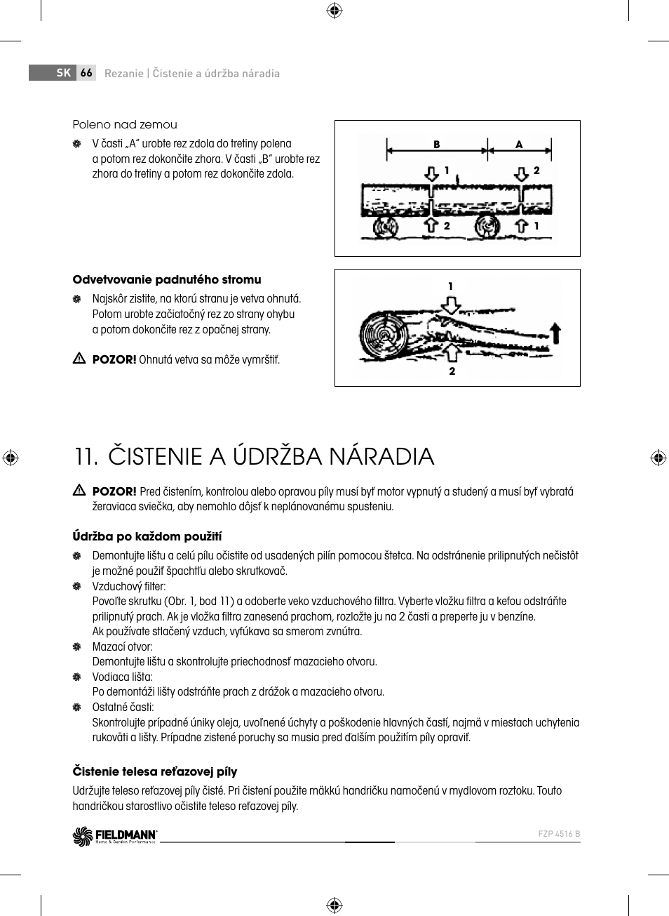 Čistenie a údržba náradia | Fieldmann FZP 4516-B User Manual | Page 66 / 156