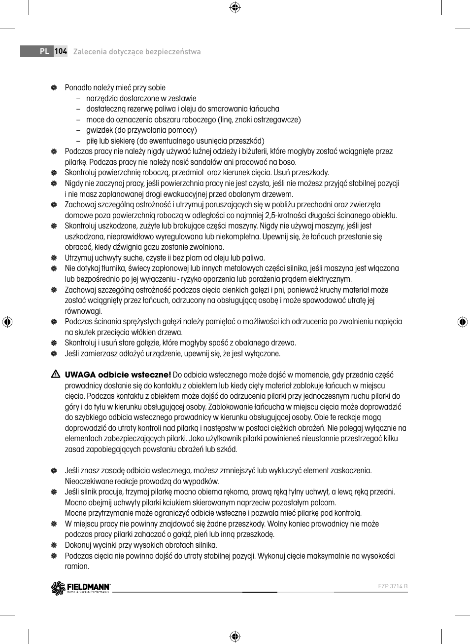 Fieldmann FZP 3714-B User Manual | Page 104 / 156