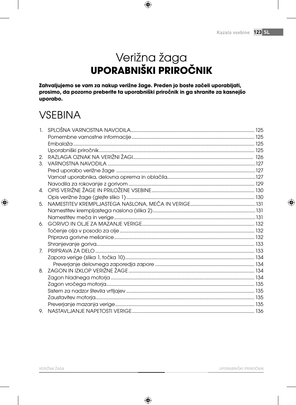 Verižna žaga, Vsebina, Uporabniški priročnik | Fieldmann FZP 3714-B User Manual | Page 123 / 156