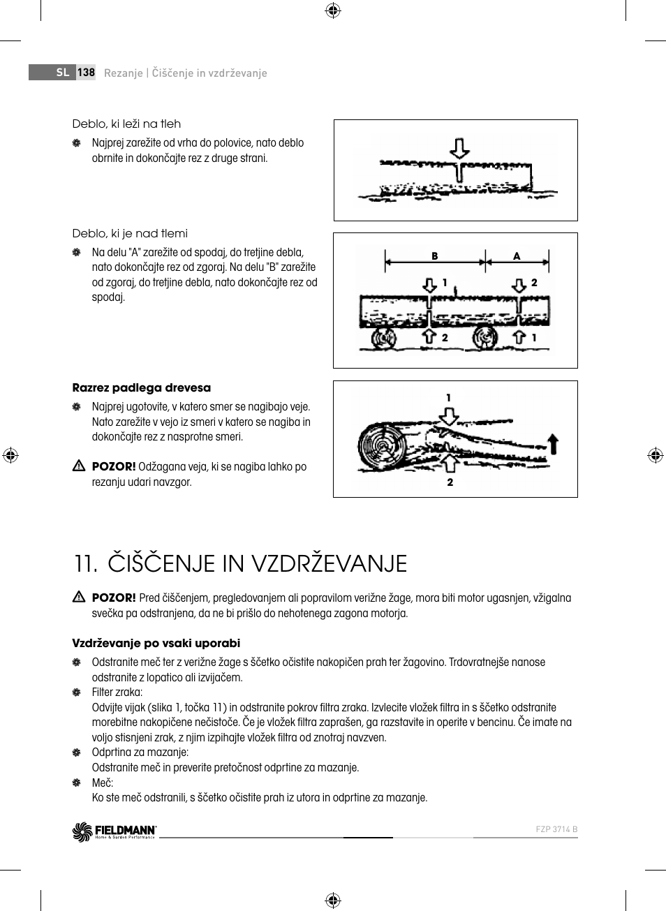 Čiščenje in vzdrževanje | Fieldmann FZP 3714-B User Manual | Page 138 / 156