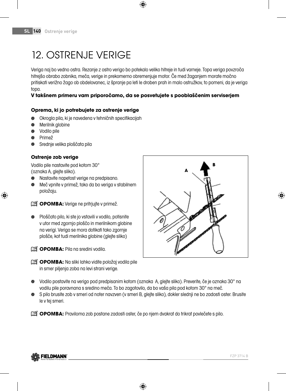 Ostrenje verige | Fieldmann FZP 3714-B User Manual | Page 140 / 156