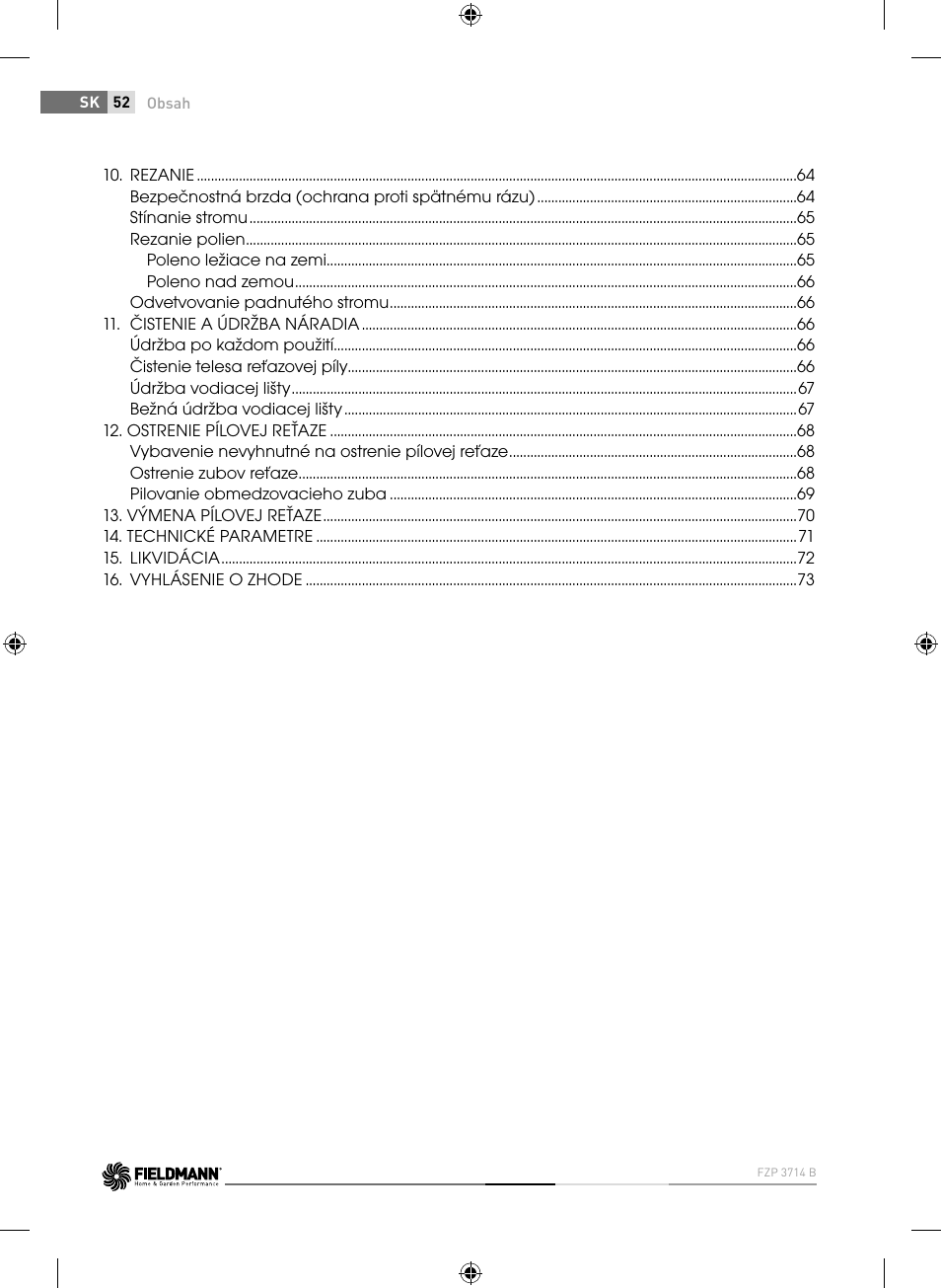 Fieldmann FZP 3714-B User Manual | Page 52 / 156