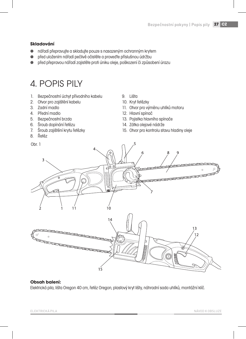 Popis pily | Fieldmann FZP 2020-E User Manual | Page 27 / 120
