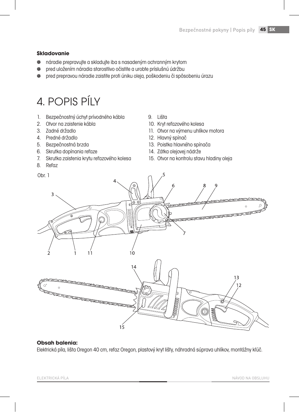 Popis píly | Fieldmann FZP 2020-E User Manual | Page 45 / 120