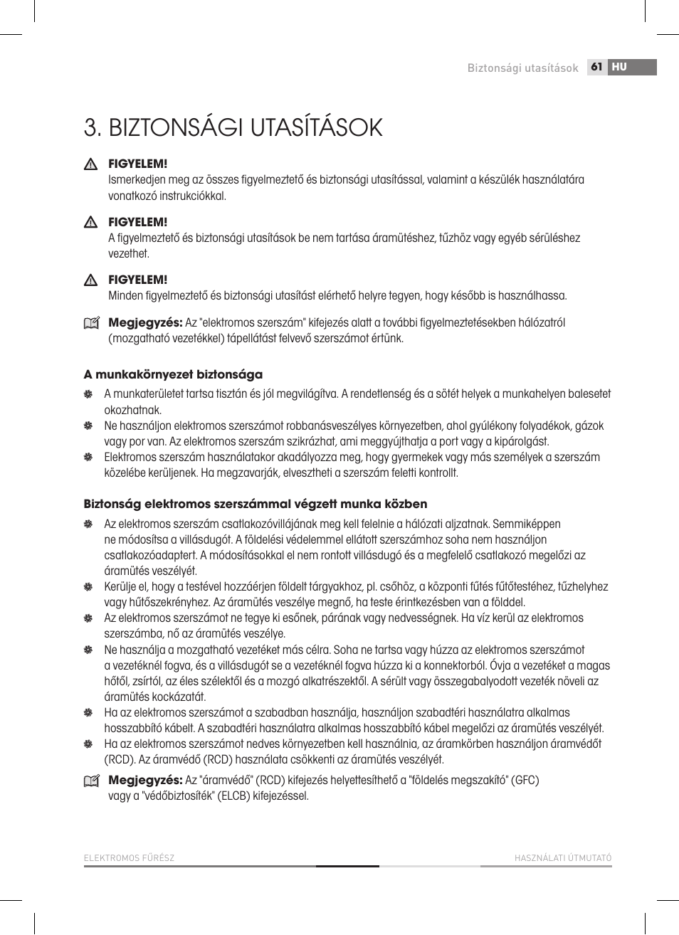 Biztonsági utasítások | Fieldmann FZP 2020-E User Manual | Page 61 / 120