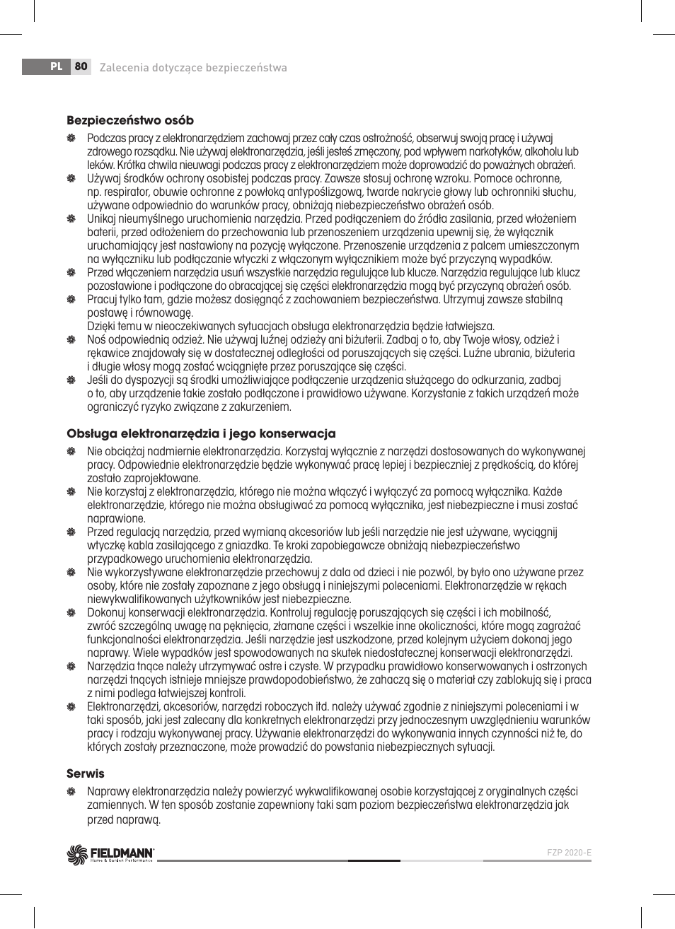 Fieldmann FZP 2020-E User Manual | Page 80 / 120