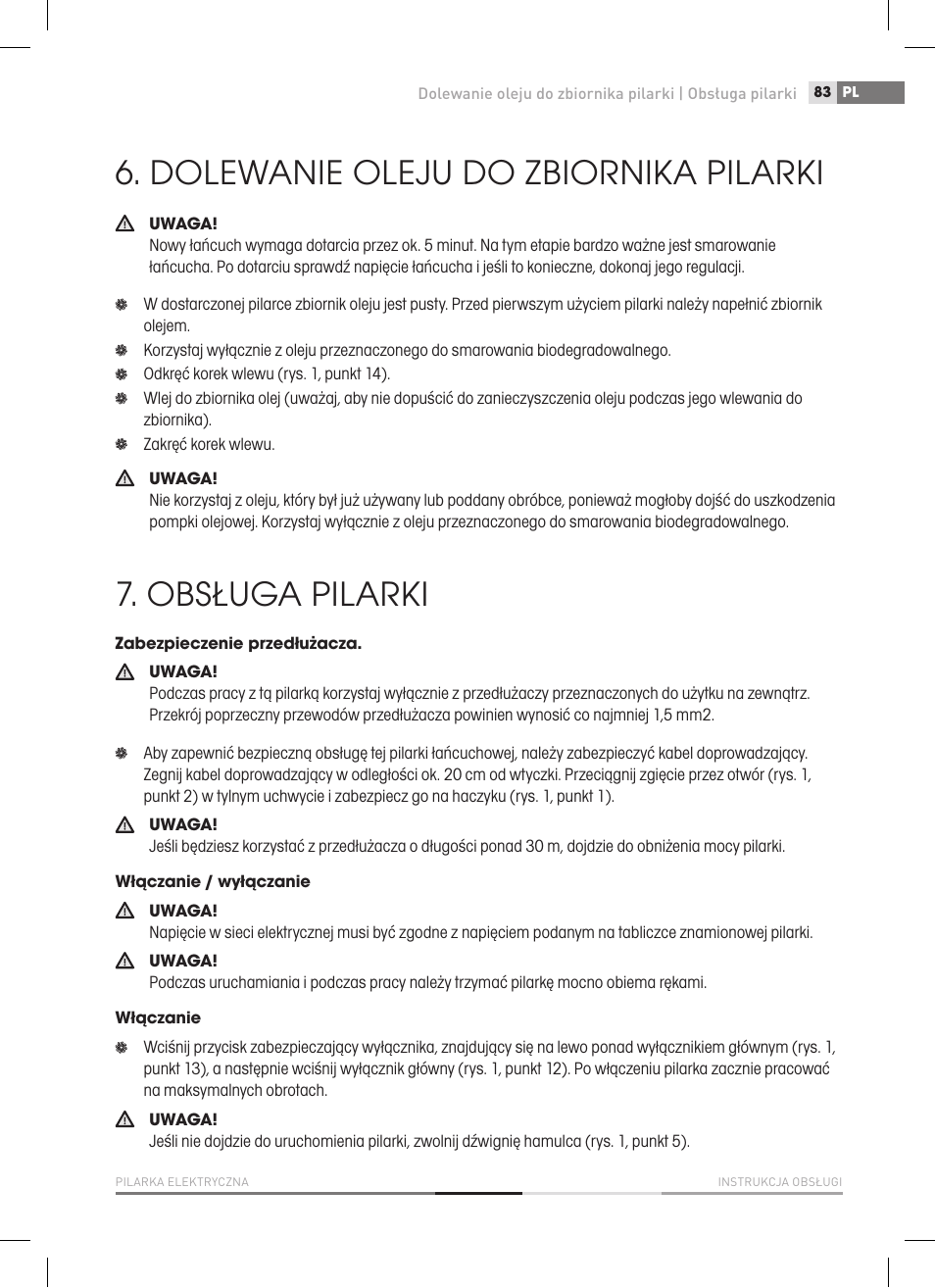 Dolewanie oleju do zbiornika pilarki, Obsługa pilarki | Fieldmann FZP 2020-E User Manual | Page 83 / 120