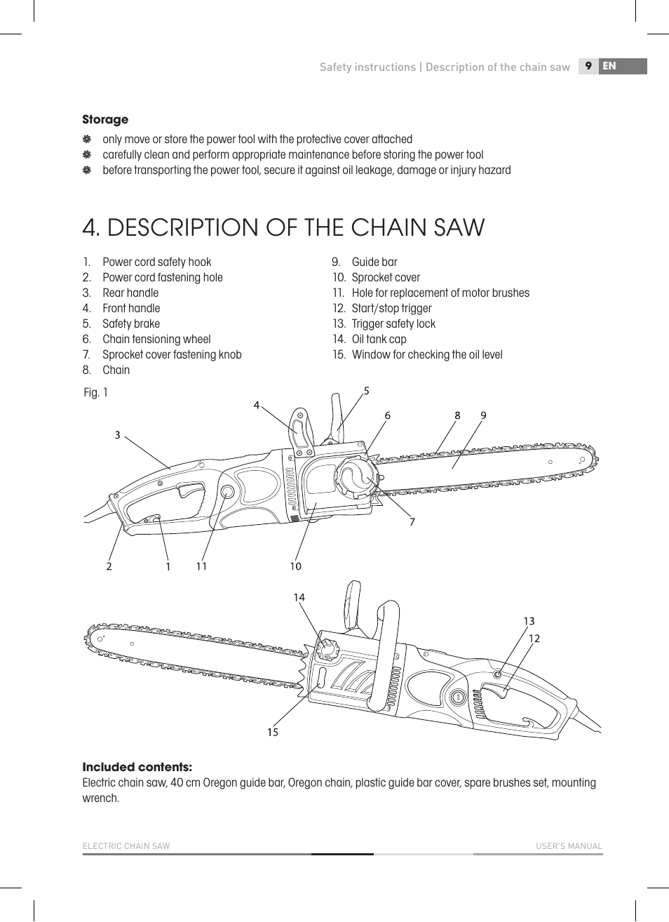 Description of the chain saw | Fieldmann FZP 2020-E User Manual | Page 9 / 120