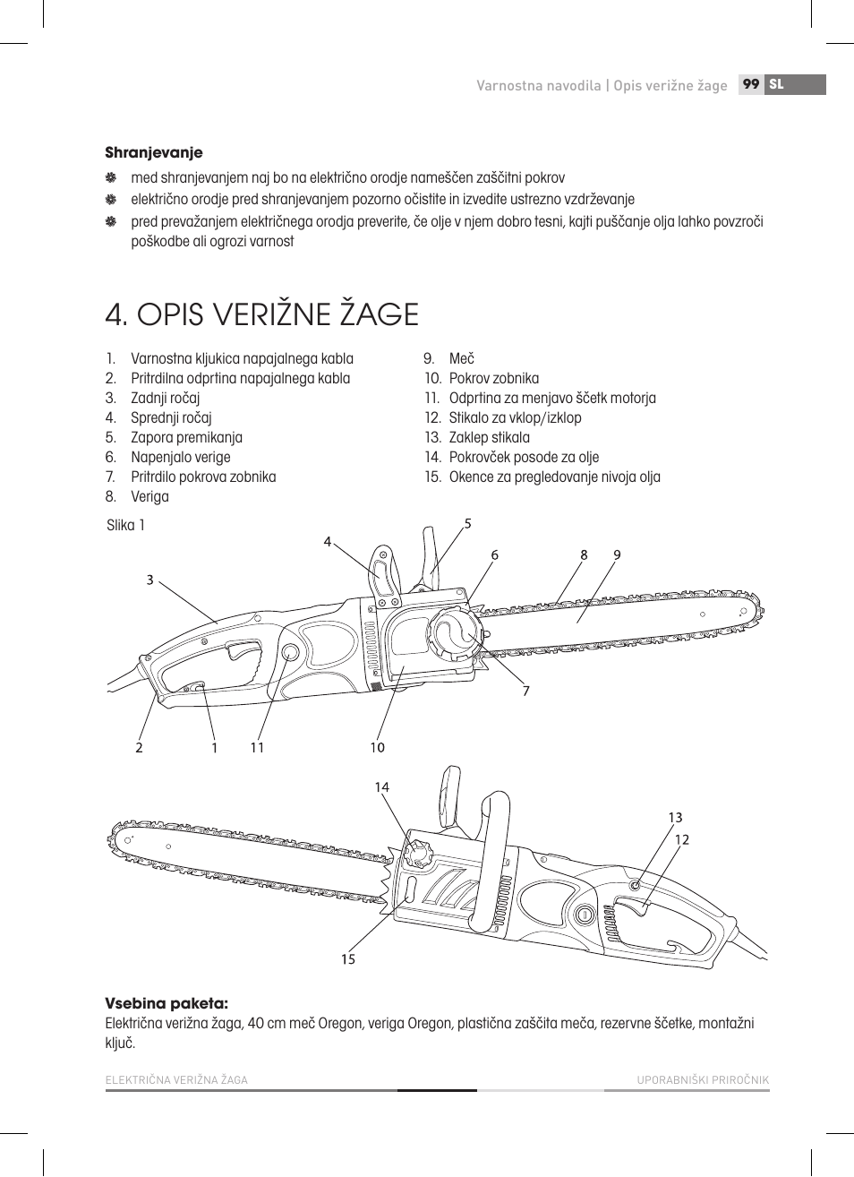 Opis verižne žage | Fieldmann FZP 2020-E User Manual | Page 99 / 120