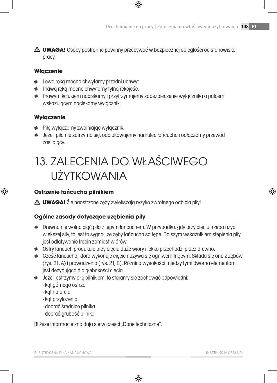 Zalecenia do właściwego użytkowania | Fieldmann FZP 2001-E User Manual | Page 103 / 134