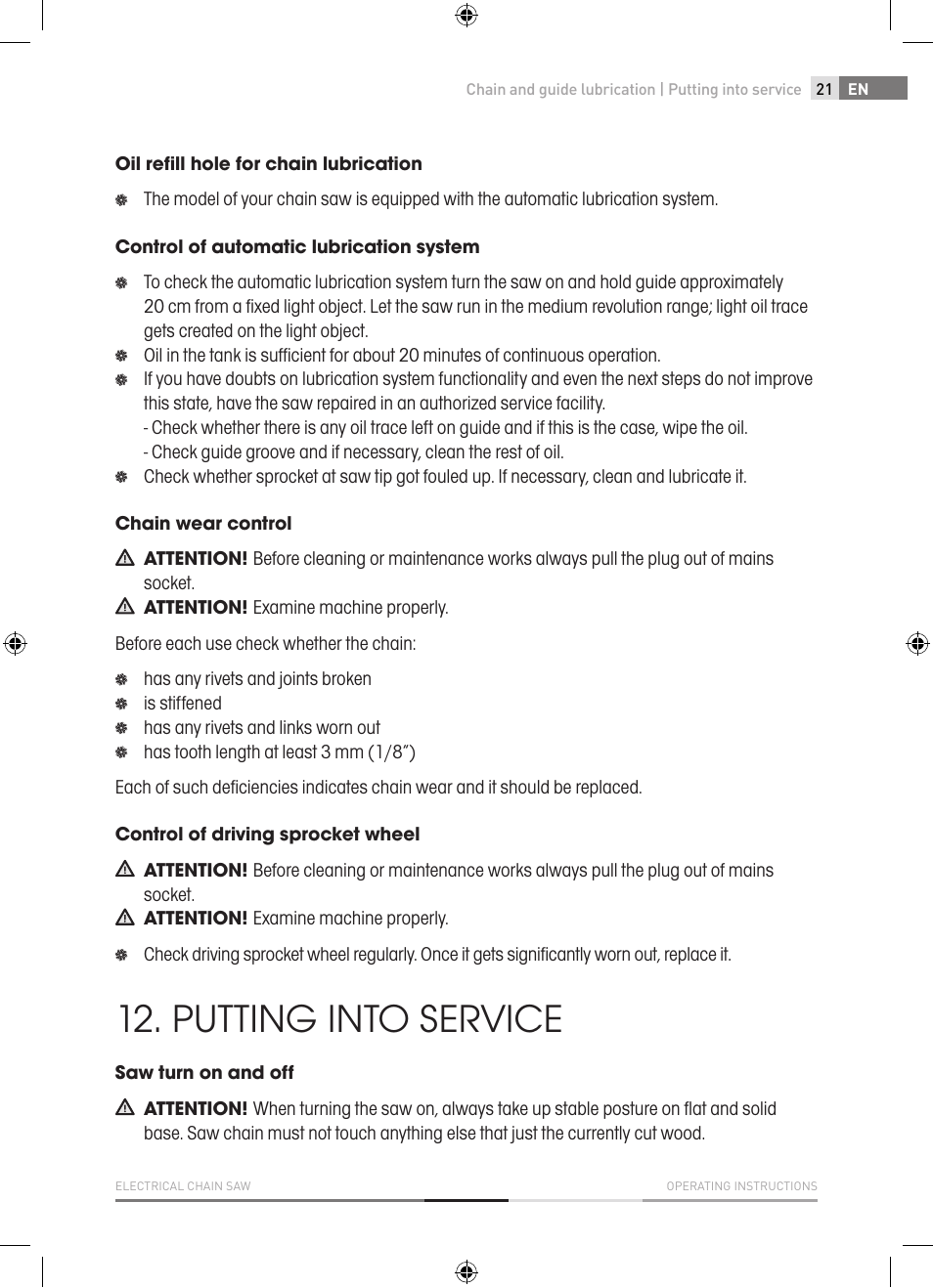 Putting into service | Fieldmann FZP 2001-E User Manual | Page 21 / 134