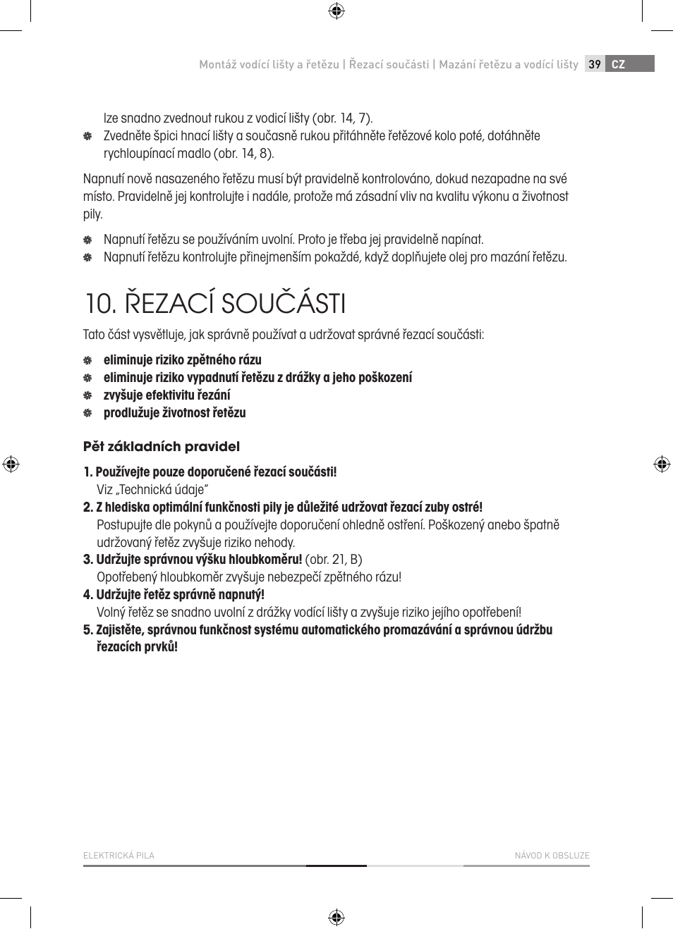 Řezací součásti | Fieldmann FZP 2001-E User Manual | Page 39 / 134