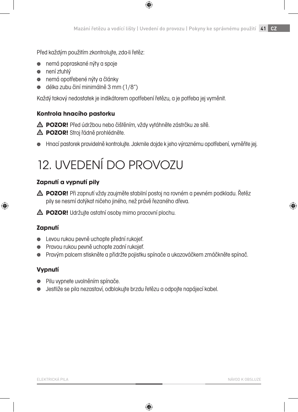 Uvedení do provozu | Fieldmann FZP 2001-E User Manual | Page 41 / 134
