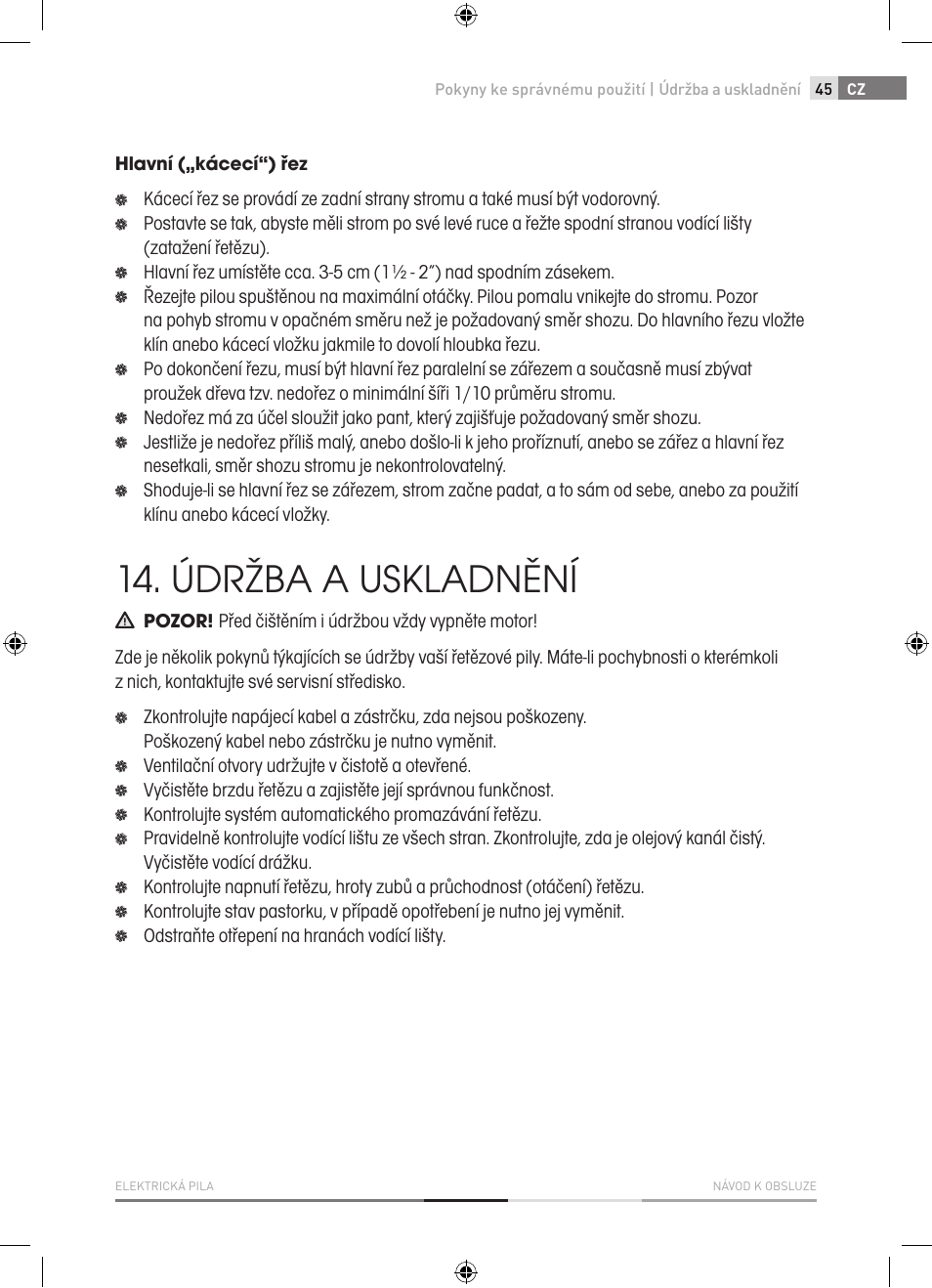 Údržba a uskladnění | Fieldmann FZP 2001-E User Manual | Page 45 / 134