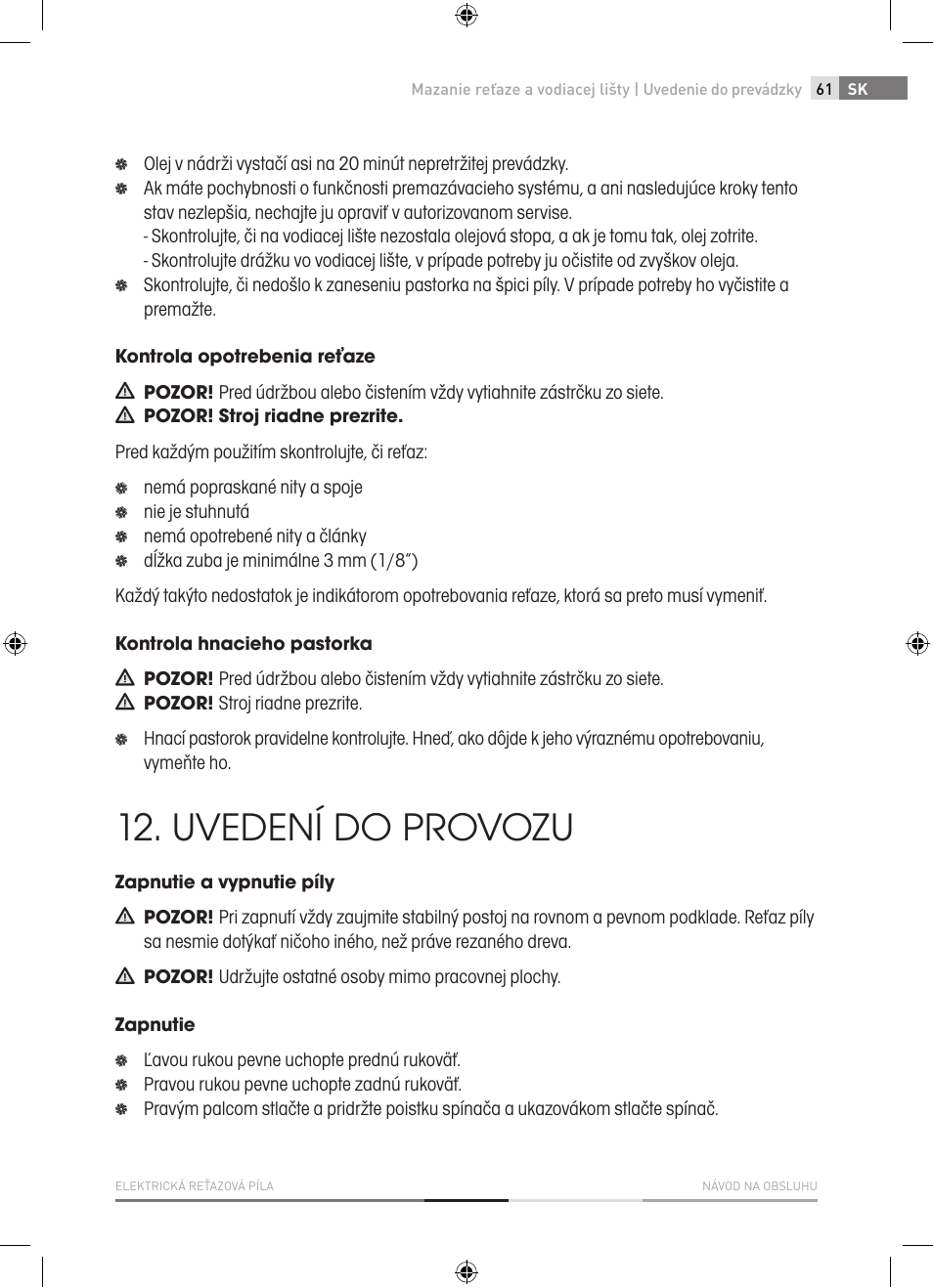 Uvedení do provozu | Fieldmann FZP 2001-E User Manual | Page 61 / 134