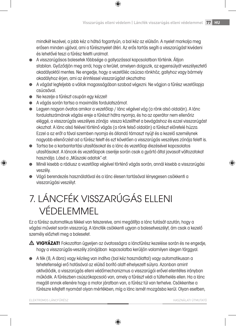 Láncfék visszarúgás elleni védelemmel | Fieldmann FZP 2001-E User Manual | Page 77 / 134