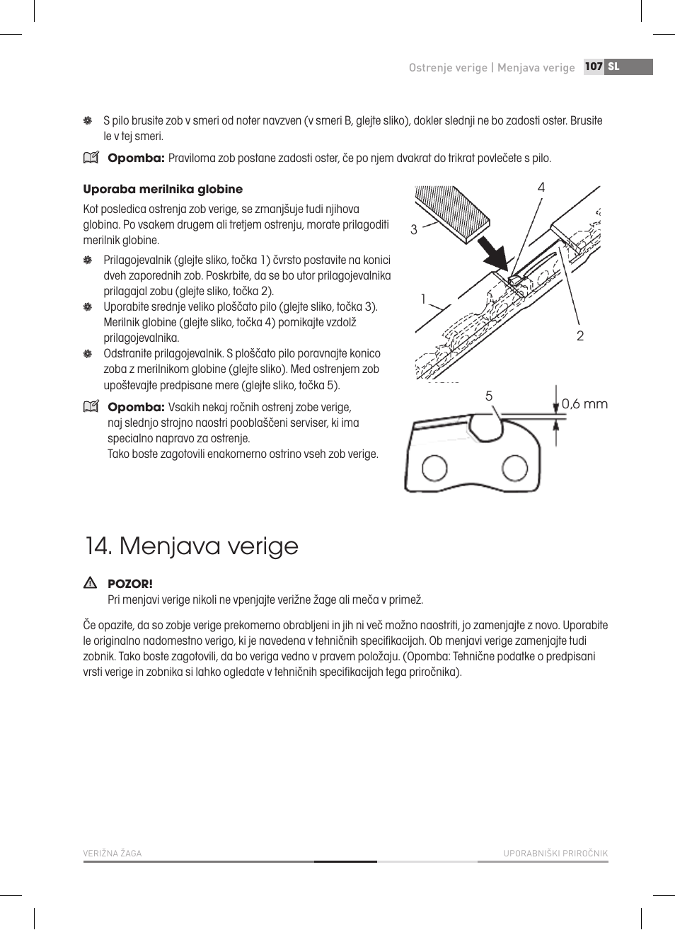 Menjava verige | Fieldmann FZP 2000-E User Manual | Page 107 / 120