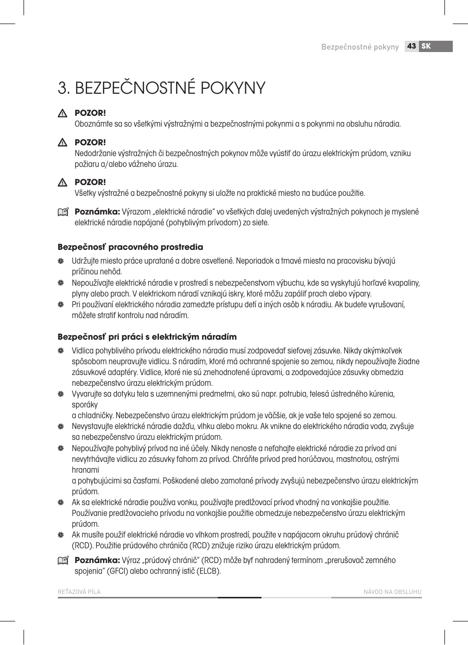 Bezpečnostné pokyny | Fieldmann FZP 2000-E User Manual | Page 43 / 120