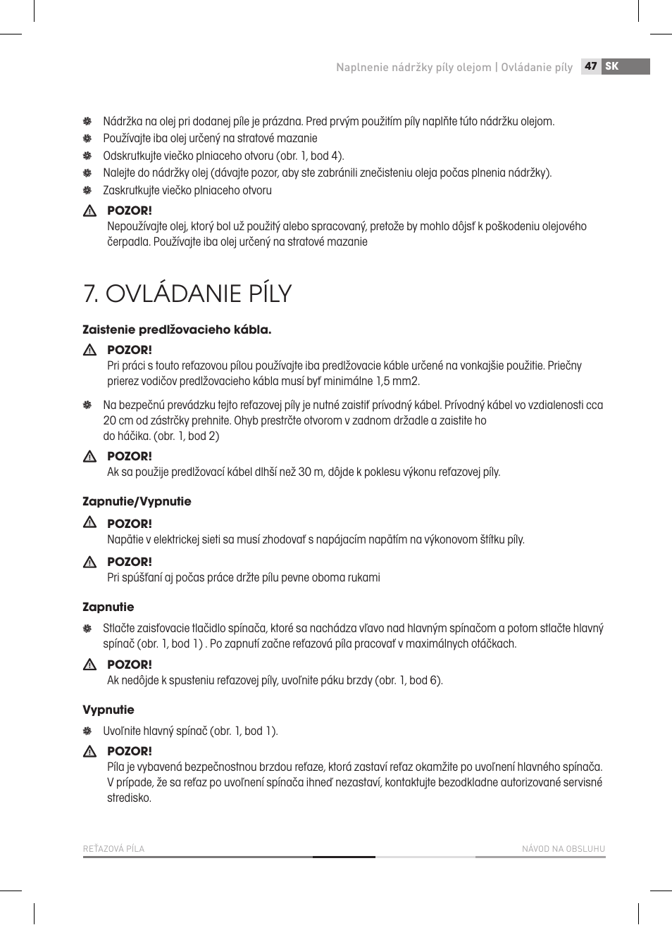 Ovládanie píly | Fieldmann FZP 2000-E User Manual | Page 47 / 120