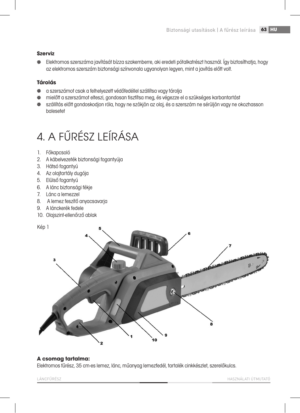 A fűrész leírása | Fieldmann FZP 2000-E User Manual | Page 63 / 120