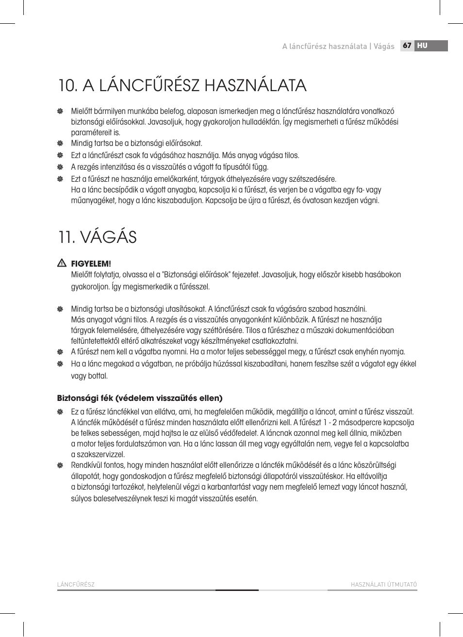 A láncfűrész használata, Vágás | Fieldmann FZP 2000-E User Manual | Page 67 / 120